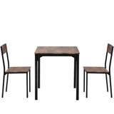 Abrihome Dining Table and 2 Chairs Wooden Steel Frame Industrial Style Retro Kitchen Dining Table Set