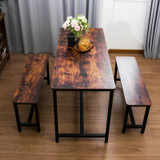 Abrihome Brown 3-Piece Dining Table and Bench Set with Storage Space
