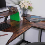 Abrihome Black  L-Shaped Computer Desk with Self Corner Desk Work Table