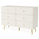 Sideboard Cabinet for Living Room, Chest of Drawers with 6 drawers, Cream White, 40D x 120W x 85H CM