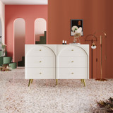 Sideboard Cabinet for Living Room, Chest of Drawers with 6 drawers, Cream White, 40D x 120W x 85H CM