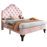 Comfortable headboard with adjustable height, solid wooden bed frame and high quality velvet fabric