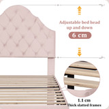Equipped with adjustable height headboard and 1.1cm thick wooden bed frame, provide stable support and comfortable sleep experience