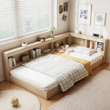 This white oak storage bed, made of durable MDF and plywood, offers both comfort and ample storage, keeping your bedroom organized and stylish.