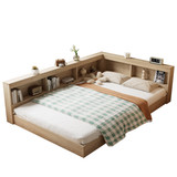 This bed features a sturdy MDF and plywood frame with ample under-bed storage, offering a sleek design, durable support, and efficient use of space.