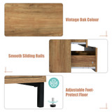 Vintage Oak Colour,Smooth Sliding Rails,AdiustableFoot-protect Floor