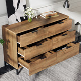 Six equal-sized drawers offer ample storage space, perfect for organizing clothes, documents, or daily essentials, keeping your room neat and tidy.
