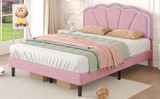 This bed features an adjustable LED cloud headboard, RGB lighting, and a sturdy metal-wood frame for a modern, customizable, and comfortable sleep experience.