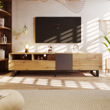 A stylish and functional TV cabinet with ample storage, push-open doors, and a sleek wood grain finish for a modern touch.