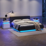 This modern LED nightstand features adjustable multi-color lights, ample storage space, and a stylish design perfect for any room.