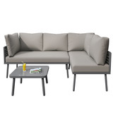 1 x L-Shaped Sofa
2 x Single Sofas
1 x Glass Coffee Table
