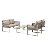 One loveseat + two single sofas + one coffee table