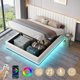 Adjustable RGB LED strip underneath the bed, set the brightness and colour freely via mobile app or remote control.