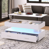 A versatile lift-top coffee table with RGB LED, storage, and adjustable height.