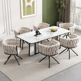 This luxurious velvet dining chair offers 360° swivel, ergonomic design, and durability.