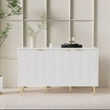 A stylish bedside table with a floral pattern, gold handles, spacious storage, and easy-to-clean surface.