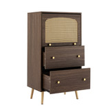 Breathable rattan sideboard with 2 drawers and 1 flip door.