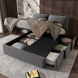 Modern, luxurious, and functional with a sleek, upholstered design.