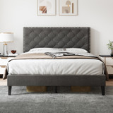 Adjustable velvet bed frame with noise-free design and no box spring needed.