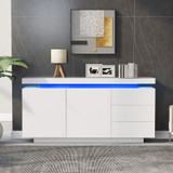 Modern high-gloss sideboard with 16-color LED lights and ample storage.