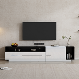 A sleek, modern high-gloss TV stand with ample storage, designed to elevate your living space and support TVs up to 70 inches.