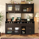 Multi-Purpose Display Cabinet with Glass Doors and Wine Holder