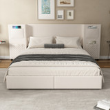 4ft6 Double Upholstered Bed with Storage Drawers