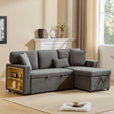 L-Shaped Corner Sofa Bed with Storage & Shelf