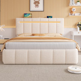 King Size Upholstered Storage Bed with LED Headboard & USB/Type-C Charging