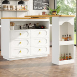 360° Rotating Bar Table with Storage & 6 Drawers