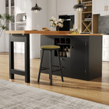 360° Rotating Kitchen Island Bar Table with Wine Rack & Storage