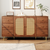 Retro rattan design with 6 drawers, gold metal legs, and spacious storage. Retro rattan design with 6 drawers, gold metal legs, and spacious storage.