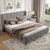 Elegant velvet upholstered bed with soft backrest and sturdy metal frame. Elegant velvet upholstered bed with soft backrest and sturdy metal frame.