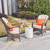 A stylish and durable outdoor dining set with aluminum rattan chairs and a waterproof side table. A stylish and durable outdoor dining set with aluminum rattan chairs and a waterproof side table.