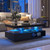 Sleek black high-gloss coffee table with smart Bluetooth LED lighting and spacious storage. Sleek black high-gloss coffee table with smart Bluetooth LED lighting and spacious storage.