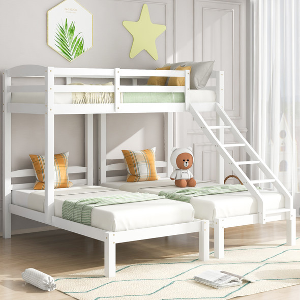 Bunk Bed Triple Sleeper with Side Ladder for Children and Teens 3FT