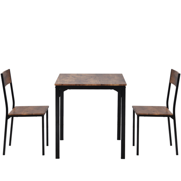 Abrihome Dining Table and 2 Chairs Wooden Steel Frame Industrial Style Retro Kitchen Dining Table Set