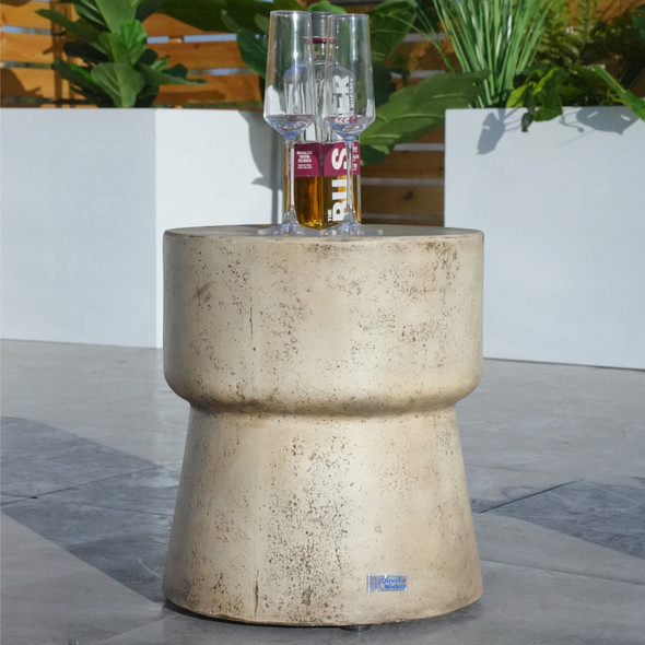 Outdoor Imitation Wood Waterproof Cylindrical Edge Coffee Table