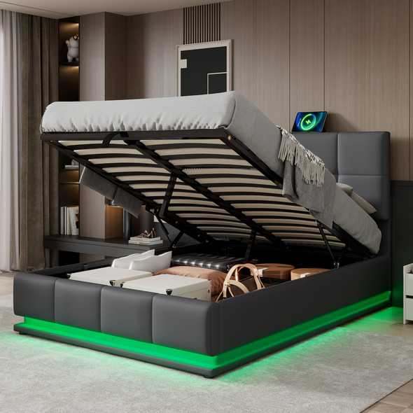 Enjoy modern design with LED lighting, spacious under-bed storage, and a sturdy frame for long-lasting comfort and organization.