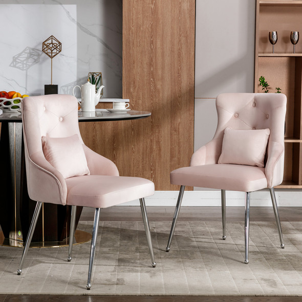 Modern and elegant with luxurious velvet fabric and decorative button details.