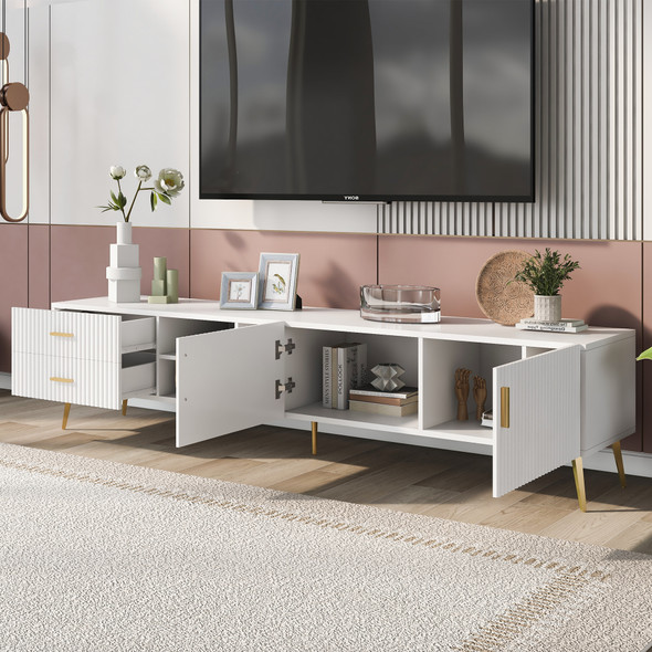 This product features a light luxury, contemporary farmhouse style with elegant fluted wood details.