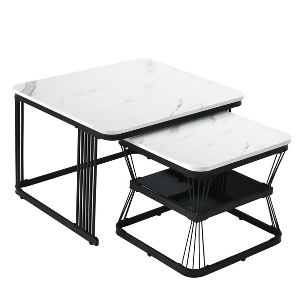 A set of 2 tables: one large coffee table (6565 cm) and one small coffee table (4545 cm).