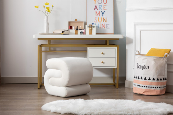 Soft velvet ottoman with comfortable foam, sturdy wooden frame.