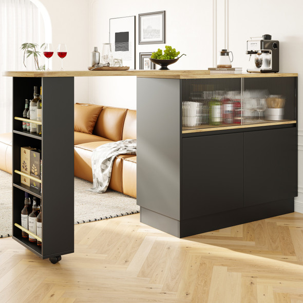 A stylish, 360° rotating bar and dining cabinet that maximizes space with smart, modern storage.