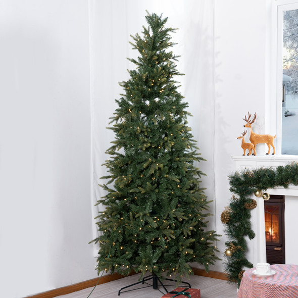 7.5ft Slim Pine Pre-Lit Artificial Christmas Tree for Indoor Use