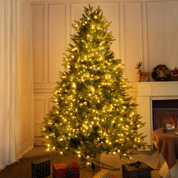 8ft Pre-Lit Premium Grand Fir Artificial Christmas Tree