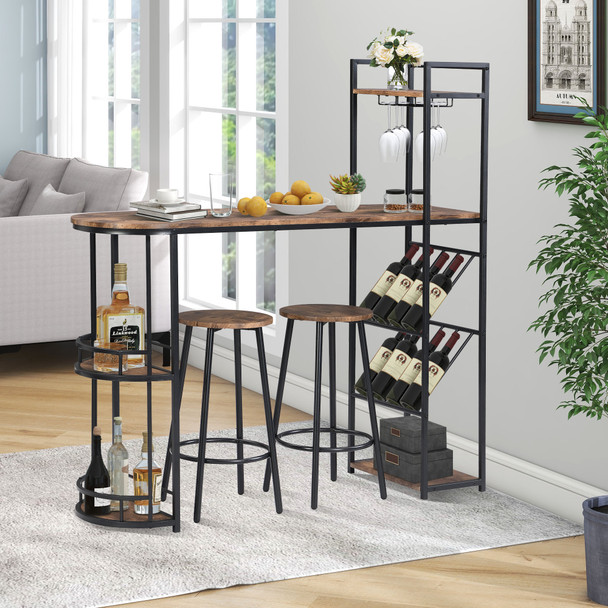 Details of Abrihome Industrial Bar Table Set with 2 Chairs