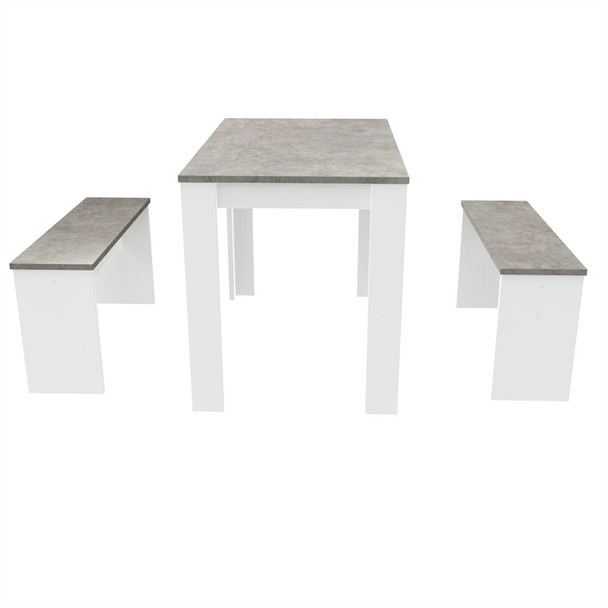 Abrihome MDF Dining Table Set with Two Benches for Kitchen