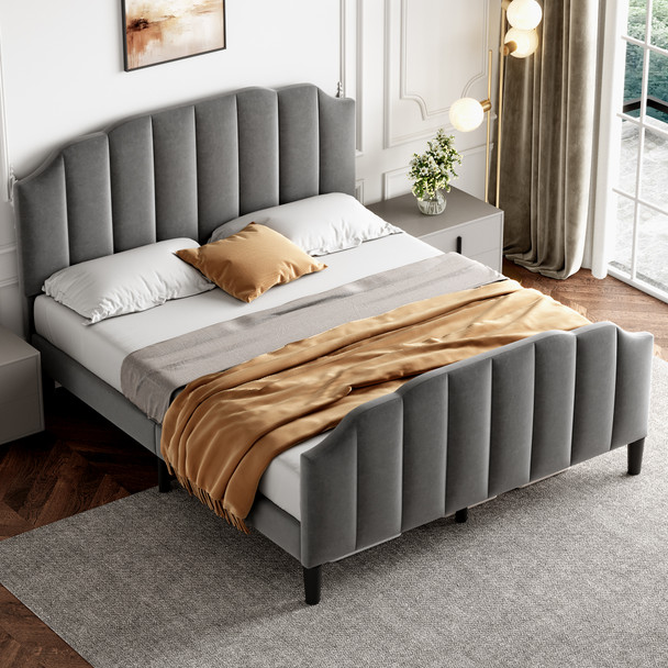 Adjustable upholstered bed with tufted headboard, no box spring needed.