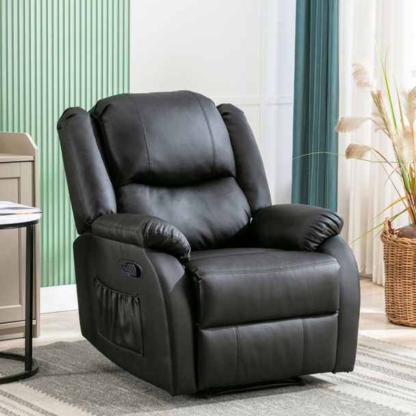Adjustable PU Leather Recliner Armchair for Elderly with Side Storage Pockets Adjustable PU Leather Recliner Armchair for Elderly with Side Storage Pockets